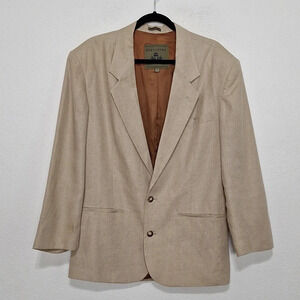 Structure Men's Tan Linen Preppy Careerwear 2 Button Front Blazer Jacket Size S